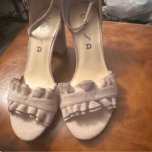Unisa Women's Beige Ruffle Heels